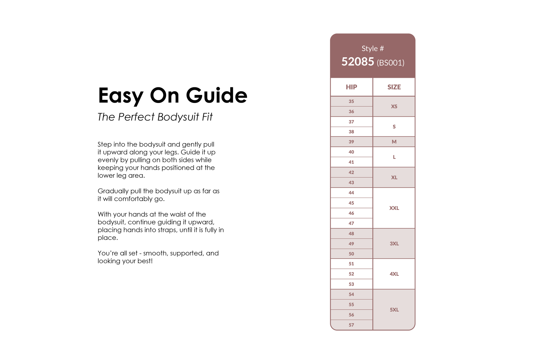 Size Chart for Fort Knoxe Bodysuit